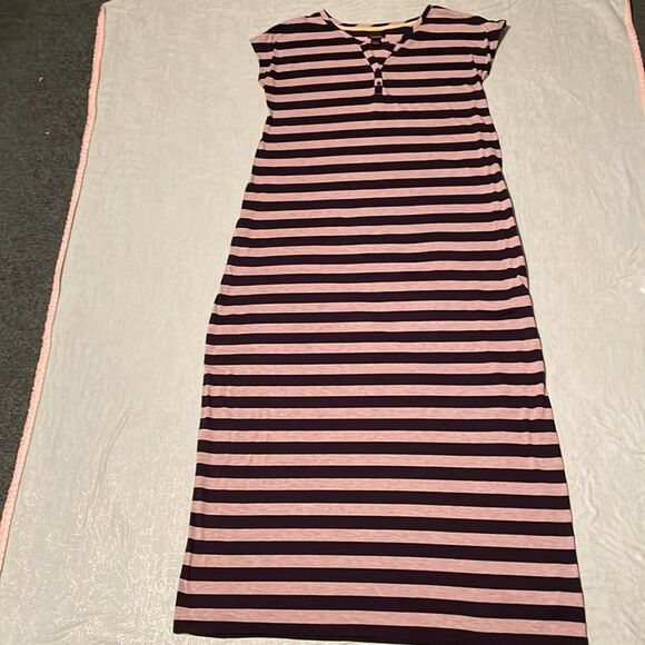 Oh Baby by Motherhood L Maxi Dress Navy & Gray stripe dolman sleeve - Picture 5 of 11